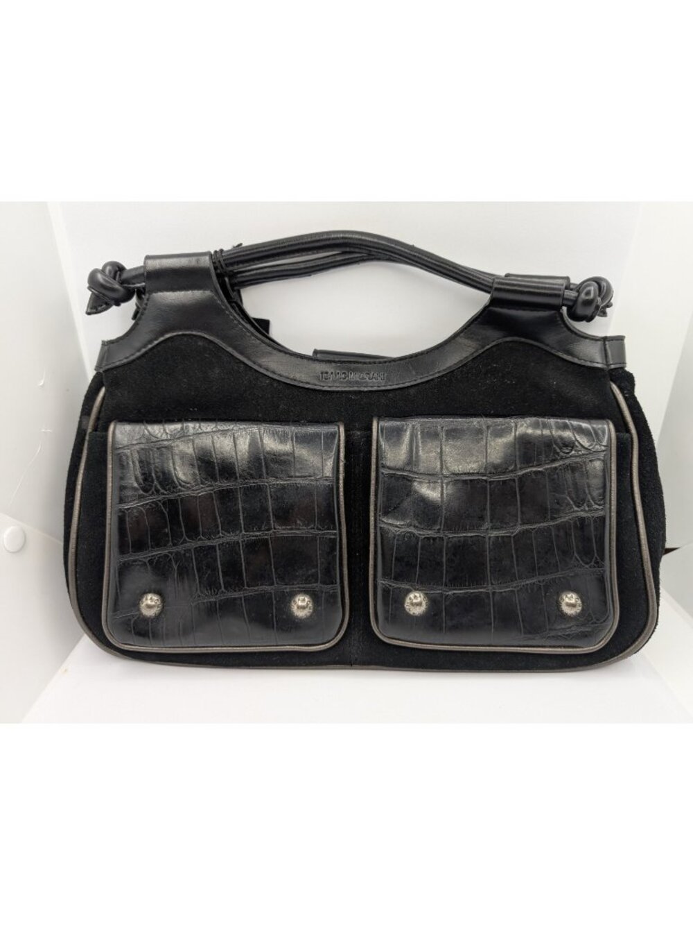 Isaac Mizrahi for Target Bag Leather Suede black croc print Handbag